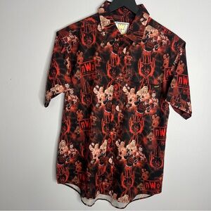 RSVLTS WCW NWO Wolfpac Short Sleeve Button Down Shirt Mens Medium Red Series VI